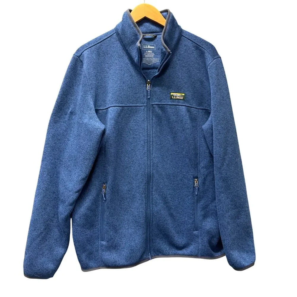 Eddie Bauer Jacket Mens Large‎ Blue Sweater Fleece 1/4 Snap Pullover Classic